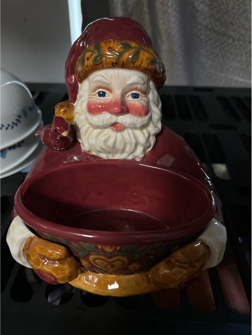Demdaco Folk Heart Winter at Home Santa Figurine Bowl by Kathy Killip